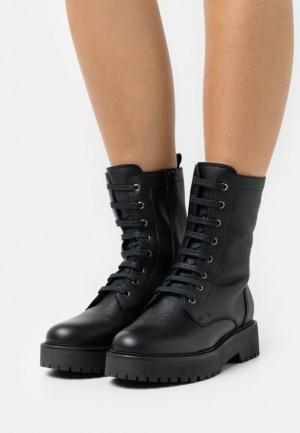 Anna Field Läder Platform Ankle Boots Stövletter Dam Svarta | TGJ-564910